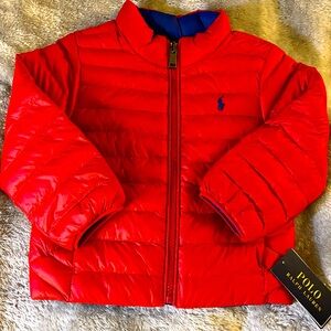 Polo by Ralph Lauren red puffer jacket.
